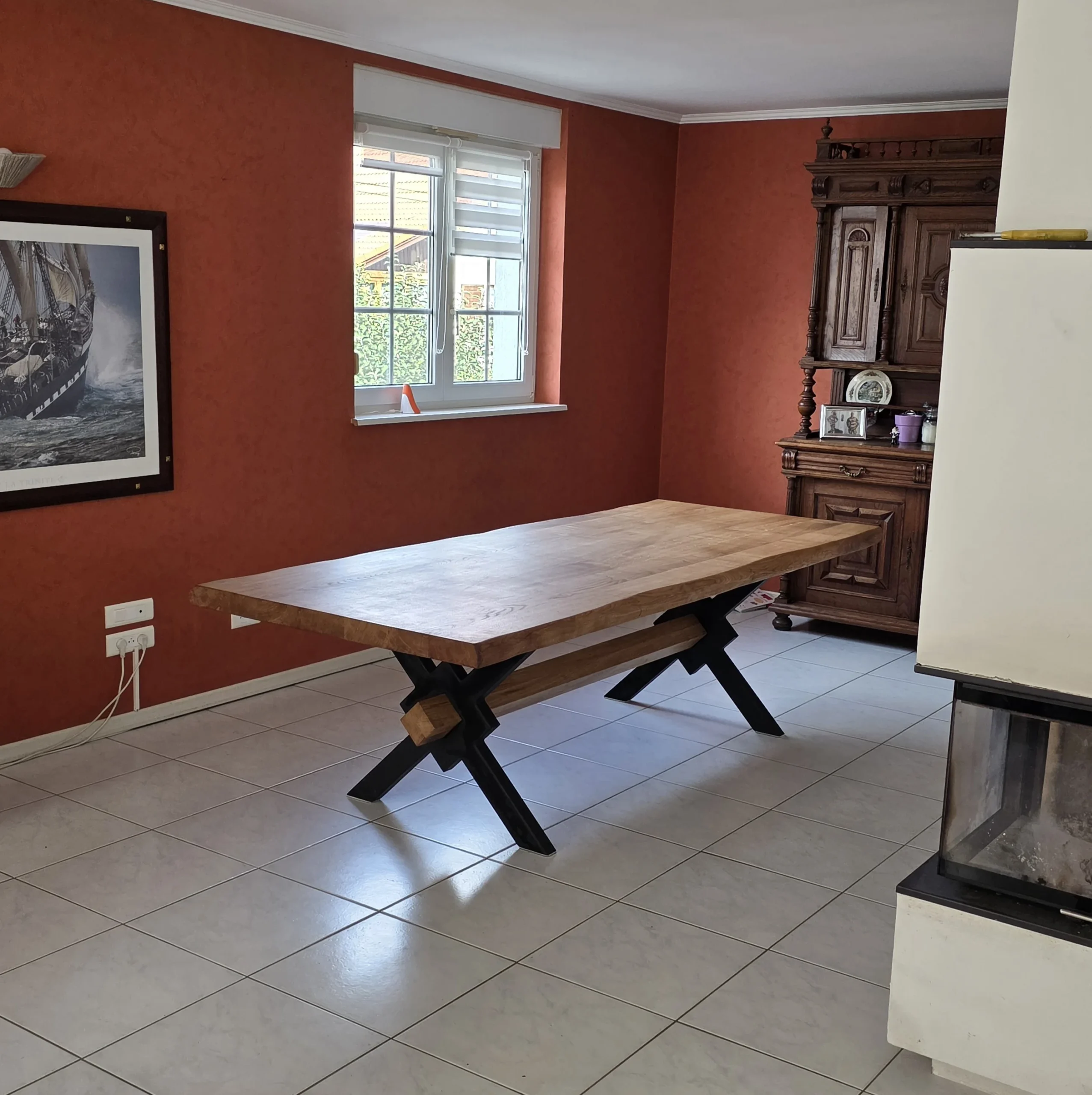 Plateau chêne massif 40mm finition huilée - Détail fabrication table sur-mesure Bas-Rhin